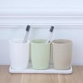 Miniatyrbillede 2 af 5: Rektangulær keramisk bakkeplade hvidt porcelæn rektangulær plade mundskyl kop bakke badeværelse stue