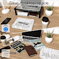 Miniatyrbillede 5 af 5: Hæve-/sænkebord til stationær computer, justerbar laptop-skrivebordshøjde, ergonomisk metalskærmholder med mesh-platform til laptop, computer