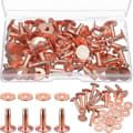 50 Set Koppar Nitar och Nitar, Koppar Nitar för Läder för Bälten Plånböcker Kragar Läder DIY Cr