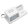 Miniatyrbilde 4 av 5: Multifunksjonell Vekkerklokke Trådløs Lader med Nattlys Kalender for Telefon Klokke Øretelefon Hvit YEMMA