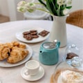 Miniatyrbillede 3 af 5: Keramisk tekande med te-si til løs te - 550 ml / 18,6 Oz ikke-komfur porcelæns tekande til 2 kopper, A
