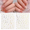 Miniatyrbild 3 av 5: Stjärn-nagelstickers för nagelkonst 3D Självhäftande Nagelkonstdekaler 12 Ark Guldstjärna Måne Designer Nagelstickers för Kvinnor Flickor DIY Nageldekorationer