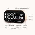 Miniatyrbillede 2 af 5: Trådløs Bluetooth Højttaler Ur, Digitalt Spejl Radio Vækkeur USB Opladningsport AUX TF Kort Afspilning Display til Sengebord Soveværelse