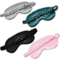Miniatyrbild 2 av 5: Sovmask 4-pack Sidenögonmask Mjuk Satin Ögonbindel Elastiskt Band Nattögonlapp Resa Tupplur För Kvinnor Män [Fri Frakt]