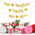 Pikkukuva 4 / 5: 3 Kultaglitteri Love Laughter And Happiness Forever -banneria - Kihlaustarvikkeet