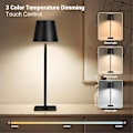 Miniatyrbillede 2 af 5: Moderne LED Bærbar Trådløs Bordlampe, USB Genopladelig Touch Skrivebordslampe, 3 Farver & Trinløs Dæmpning Sengelamper Sort