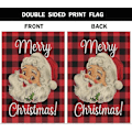 Miniatyrbillede 3 af 5: Glædelig Jul Haveflag Dobbeltsidet Polyester Julemand Rød Sort Buffalo Plaid Tartan Ternet Hus