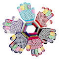 Miniatyrbild 2 av 5: Barnhandskar Student Magiska Halkfria Gummi Vinter Varma Stretchhandskar Pojkar Flickor Sport Skidåkning Cykling Fiske Halkfria Stickade Handskar 2-rosa