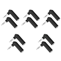 Miniatyrbilde 1 av 3: 10 stk. 90 graders 3,5 mm hann til 3,5 mm hunn adapterkontakt for stereo hodetelefoner øretelefoner YEMAA