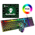 Miniatyrbild 2 av 4: T6RGB Uppgradering Trådlöst Tangentbord & Mus Combo, Gkkua Bakgrundsbelyst 2.4G Laddningsbart Mekaniskt Responsivt Speltangentbord + 2400DPI 6-knapps Optisk Gkkua LED Mus