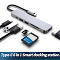 Pikkukuva 2 / 5: Telakointiasema Nopea tiedonsiirto Lataus Plug and Play Type-C HDMI-yhteensopiva 4K USB3.0 6 in 1 Hub Splitter toimistoon