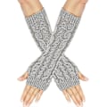 Miniatyrbillede 1 af 3: Arm Sleeve Vintervarmer, Lange Fingerløse Handsker Strikket Varmer | Bløde Vintervarme Strikkede Lange Armvarmere Handsker til Kvinder og Mænd Grå