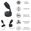 Miniatyrbilde 3 av 5: LED Leselys 12V-24V 3W Svart Spotlight, Berøringskontrollert Bryter, USB-Lading, For Caravan Bobil Båt Sengelampe