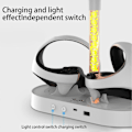Miniatyrbillede 5 af 5: Spilcontroller Oplader Magnetisk Blændende RGB Lys Glas/Headset Understøttende Headset Dobbelt Base Spilcontroller Opladningsdock Holder til PS VR2