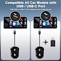 Miniatyrbillede 5 af 5: 2-i-1 Trådløs Carplay & Android Auto Trådløs Adapter, trådløs Carplay Dongle til Kablet Carplay & Android (sort)