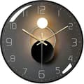 Modern Tyst Väggklocka - 30cm Diameter Quartz Rund Klocka Med Väggpendel (svart)