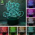 Miniatyrbild 1 av 5: SBSG Mickey Minnie Figurer Nattlampa Sagoljus 3D Tecknad Mus Automatisk LED Barn Nattlampa Söt Perfekt 7 Färger Ändras Pojkar Flickor Rum Dekor Barn
