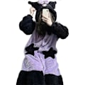 Miniatyrbillede 2 af 5: Pyjamasæt Kawaii Plys Loungewear Dame Pyjamas Morgenkåbe Hætte Sød Pyjamas Plys Lange Pyjamas Gave L
