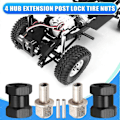 Pikkukuva 4 / 5: 4kpl 12mm Hex-pyörännavan sovitin 15mm jatko-osalla yhdistäjäkytkin 1/10 RC-autolle Crawler SCX10 D90, musta