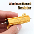 Miniatyrbillede 4 af 5: 2 stk. 50W 25Ohm Trådviklet Effektmodstand, Aluminiumshus Modstand, Guld Chassis