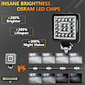 Miniatyrbillede 2 af 5: 4 Tommer LED Cube Lys Pods, 160W 16000LM 9-30V LED Traktor Arbejdslys Tåge Lys ATV UTV RV Båd C