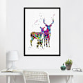 Miniatyrbillede 3 af 5: Wekity Vandfarve Elg Væghængt Canvas Print Poster, Enkel Mode Vandfarve Kunsttegning Dekoration til Hjemmet Stue Soveværelse Kontor og Børneværelse