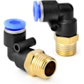 Miniatyrbild 1 av 5: Rörmuff Vinkel 4mm Rör OD x 1/4 BSP Push-to-Connect Kopplingar PL4-02 (2-pack)