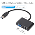 Miniatyrbillede 2 af 5: Videokonverter Plug And Play Dobbelt Skærmadapter USB C til HDMI-kompatibel/VGA Adapter Computer Tilbehør