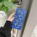 Miniatyrbillede 1 af 4: Sød Sort Glad Smil Graffiti Sideprint Telefon Cover Til Apple Iphone 12 Pro Max Etui Til Kvinder Slank Blød Etui Til Iphone 12promax Blå