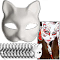 Miniatyrbilde 1 av 5: Hvit Papirmaske Katteansikt - 10 Stykker, Blank Masse Håndmalt Maske, Personlig Design, Egnet For Halloween Kostymefest Cosplay -tt-AM
