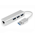 Miniatyrbilde 4 av 5: USB3.0 nettverkskort + USB3.0 hub dual system driverfri aluminiumslegering usb3.0 HUB + gigabit nettverkskort
