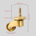 Miniatyrbillede 4 af 4: Sæt med 4 massive messing universelle hjul 360swivel møbelhjul møbelhjul 25*60mm(diameter * højde)