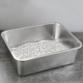 Miniatyrbilde 5 av 5: Rektangulær Kattedo i Rustfritt Stål, Bruddsikker Lav Inngang Åpen Romslig Metall Kattedo Kjæledyrstilbehør M 1