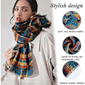 Miniatyrbillede 4 af 5: Dame Tartan Tørklæde Vinter Lang Plaid Tørklæder Varme Ternede Wraps Pashmina Uld Sjaler Tæppe Til Damer Spinding Kvast Oversized Stole 1 stk. orange