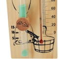 Miniatyrbild 3 av 5: Bastutermometer Timglas 15 Minuters Sandtimer Guld Trä 0 till 140 Celsius Grader Temperaturmätare Väggmonterad Bastutillbehör