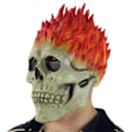 Miniatyrbillede 4 af 4: Flamme Skelet Hjelm/ansigtsmaske Inspireret/Ghost Rider Bærbar Horror Ansigtsmaske Til