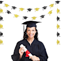 Miniatyrbillede 5 af 5: Glitrende dimissionsbanner, 2 sæt guld sorte dimissionshue-bannere til dimissionsfestartikler