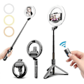 Pikkukuva 1 / 5: Selfie-rengasvalo jalustalla ja Bluetooth-kaukosäätimellä, 6,3\" rengasvalo
