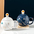 Miniatyrbilde 3 av 4: Søt Astronautkopp med Lokk og Skje, Kawaii Kopp Nyhetskopp for Kaffe, Te og Melk, Kopp Gave
