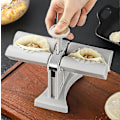 Miniatyrbild 2 av 5: Dumpling Maker, Dubbelhuvud Automatisk Dumpling Maker Form för Hushåll, Empanada Press Ravioli Form Kök