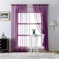 Miniatyrbillede 3 af 4: Voile Gardin Lilla 140x160cm Blød Kort Gardin Stanglomme Klar Til At Hænges Halvgennemsigtig Indendørs Voile Gardin Sæt Af 2