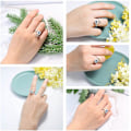 Miniatyrbillede 4 af 5: Anti Angst Ring til Kvinder Piger Fidget Ringe Spinner Cubic Zirconia Justerbar Roterbar Inspirations Meditations Ring Lindre Angst Stress Bekymring H
