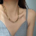 Miniatyrbillede 4 af 5: Tyk Tyk Kæde I Guld Til Mænd Stor Lang Halskæde Mandlig Guld Farve Hiphop Rustfrit Stål Kubansk Kæde Halskæde Collares