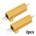 Miniatyrbillede 2 af 5: 2 stk. 50W 25Ohm Trådviklet Effektmodstand, Aluminiumshus Modstand, Guld Chassis