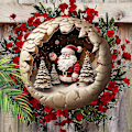 Miniatyrbillede 3 af 5: 1 stk Julepynt Hello Santa Claus Juletræ Elg Juletræ Træ Veranda Krans Hængende Tryk Retro Skilt Maleri Hjem Hegn Dekoration