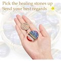 Miniatyrbillede 2 af 5: Tommelfinger Bekymringssten mod Angst - 7 Chakra Healing Krystal Oval Lomme Palmesten Chakra Sten Perlearmbånd Sæt Ædelstene til Meditation Reiki Balancering