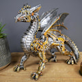 Miniatyrbillede 4 af 5: Steampunk Dragefigur Gotisk Bronze Finish Mytisk Statue 23 cm Lang