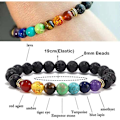 Miniatyrbillede 5 af 5: Tommelfinger Bekymringssten mod Angst - 7 Chakra Healing Krystal Oval Lomme Palmesten Chakra Sten Perlearmbånd Sæt Ædelstene til Meditation Reiki Balancering