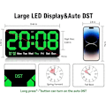 Miniatyrbild 5 av 5: Digital väggklocka, 9,5 tum, LED-väckarklocka med stora siffror, dubbel alarm, för vardagsrum sovrum Cl
