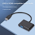 Miniatyrbillede 5 af 5: Videokonverter Plug And Play Dobbelt Skærmadapter USB C til HDMI-kompatibel/VGA Adapter Computer Tilbehør